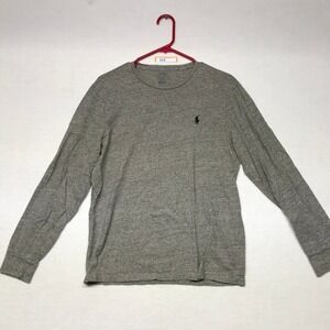 Polo Ralph Lauren Mens Custom Fit Long Sleeve T-Shirt Heather Grey Size M Logo